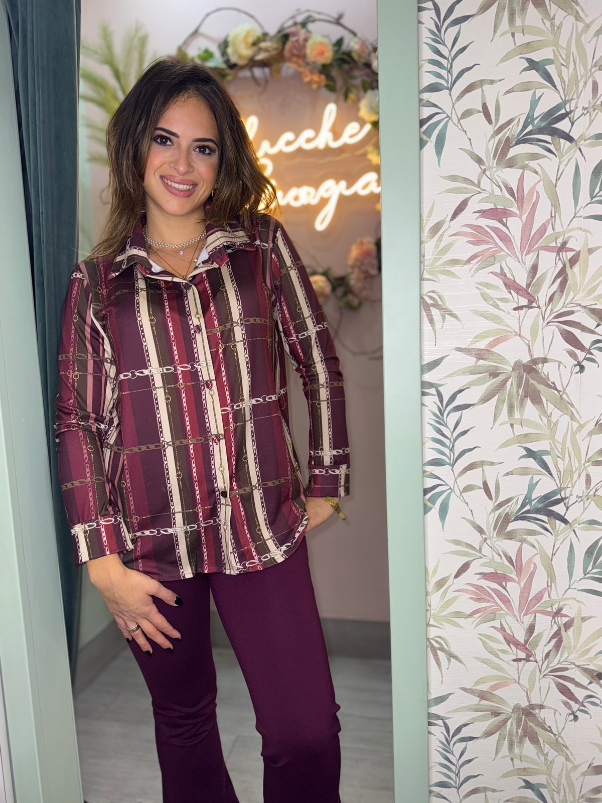 Camicia catena bordeaux