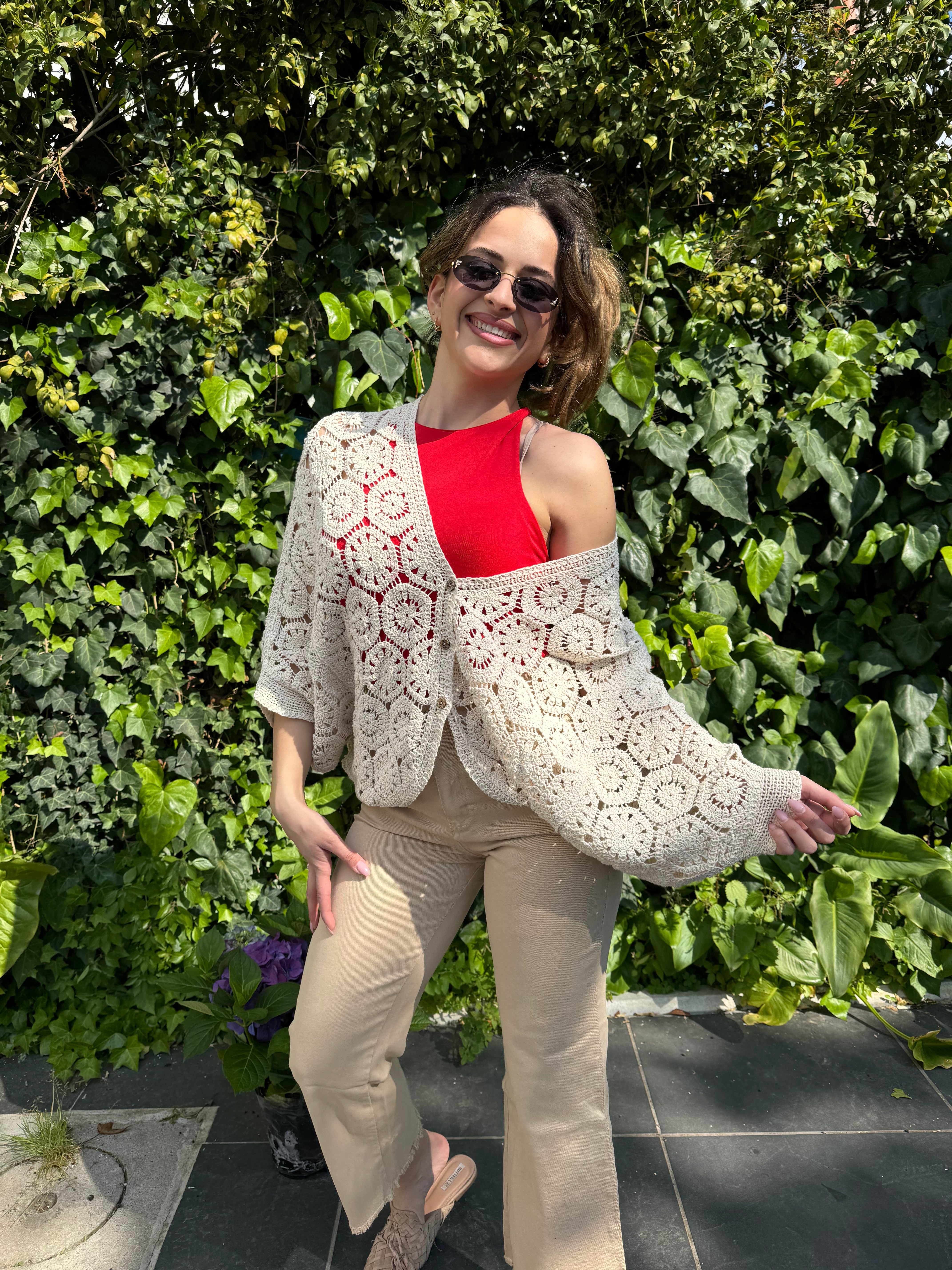 Maglia traforo fiore