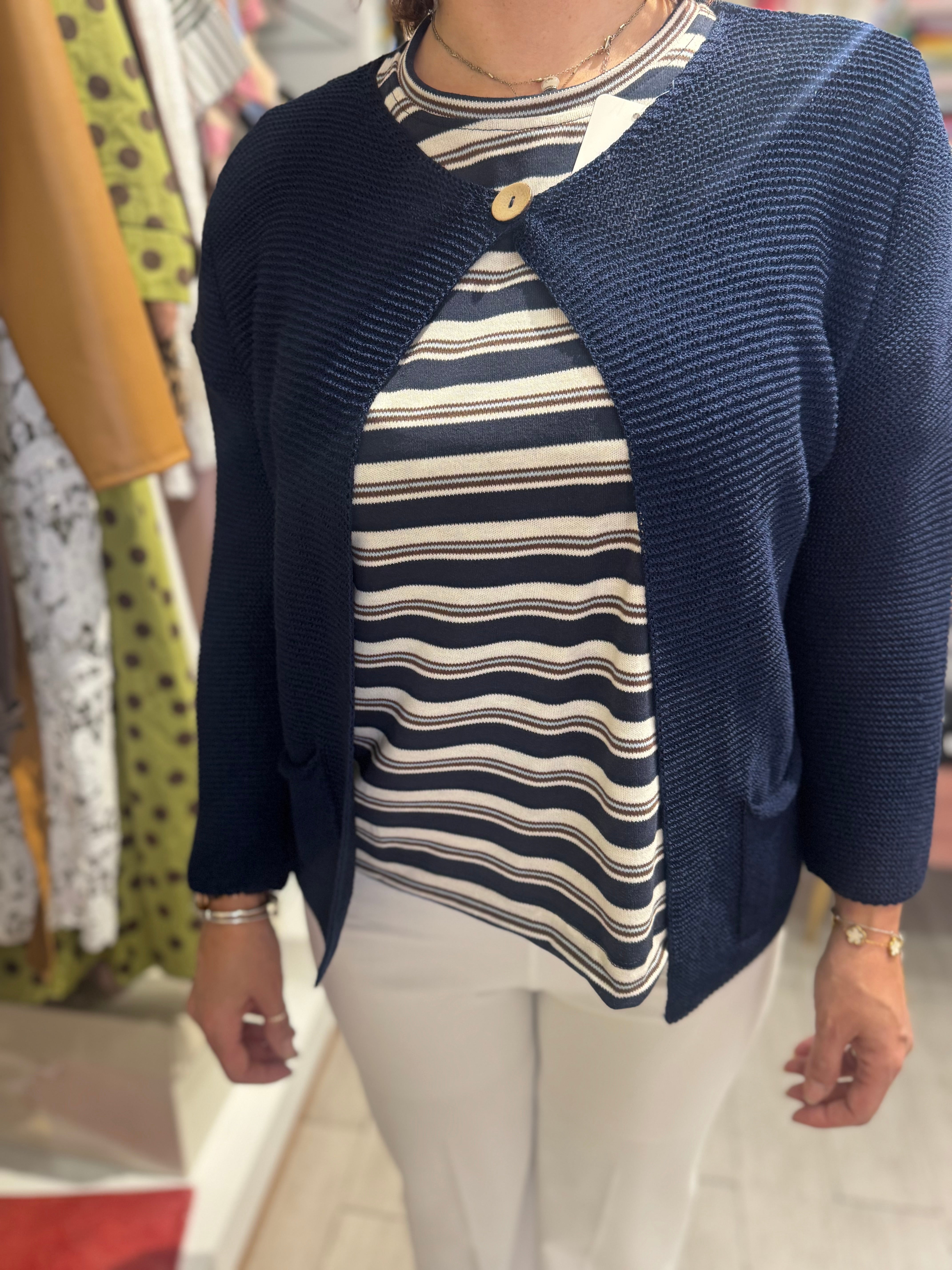 Cardigan in filo blu