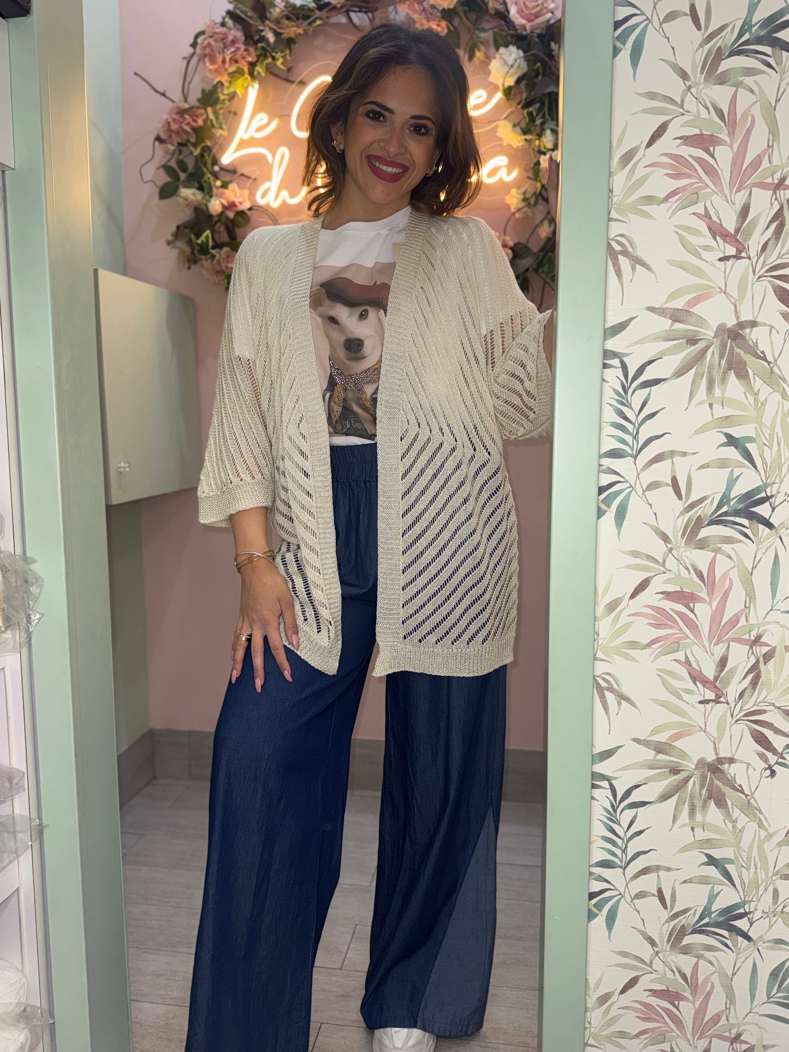 Cardigan rete filo