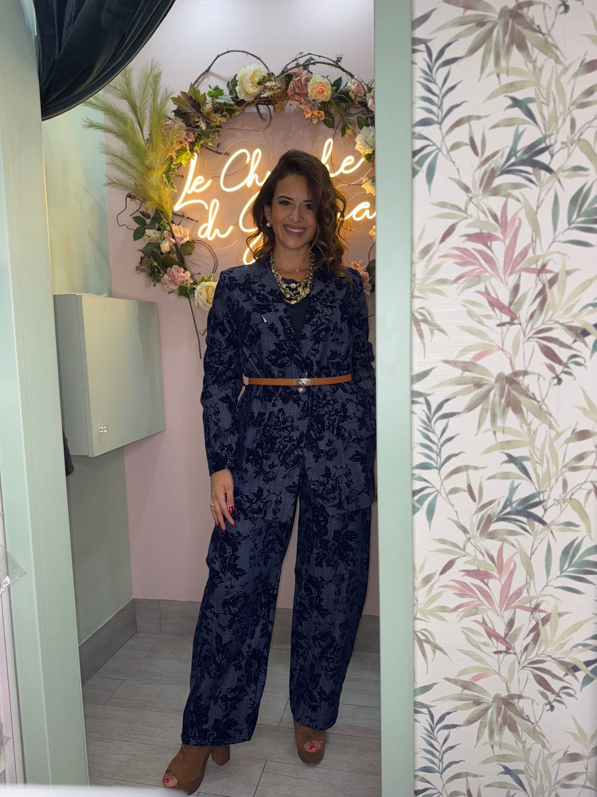 Coordinato denim damascato