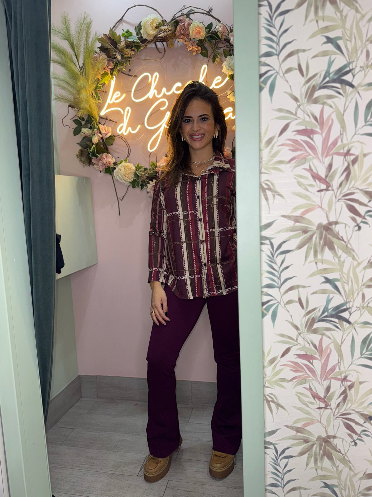 Camicia catena bordeaux