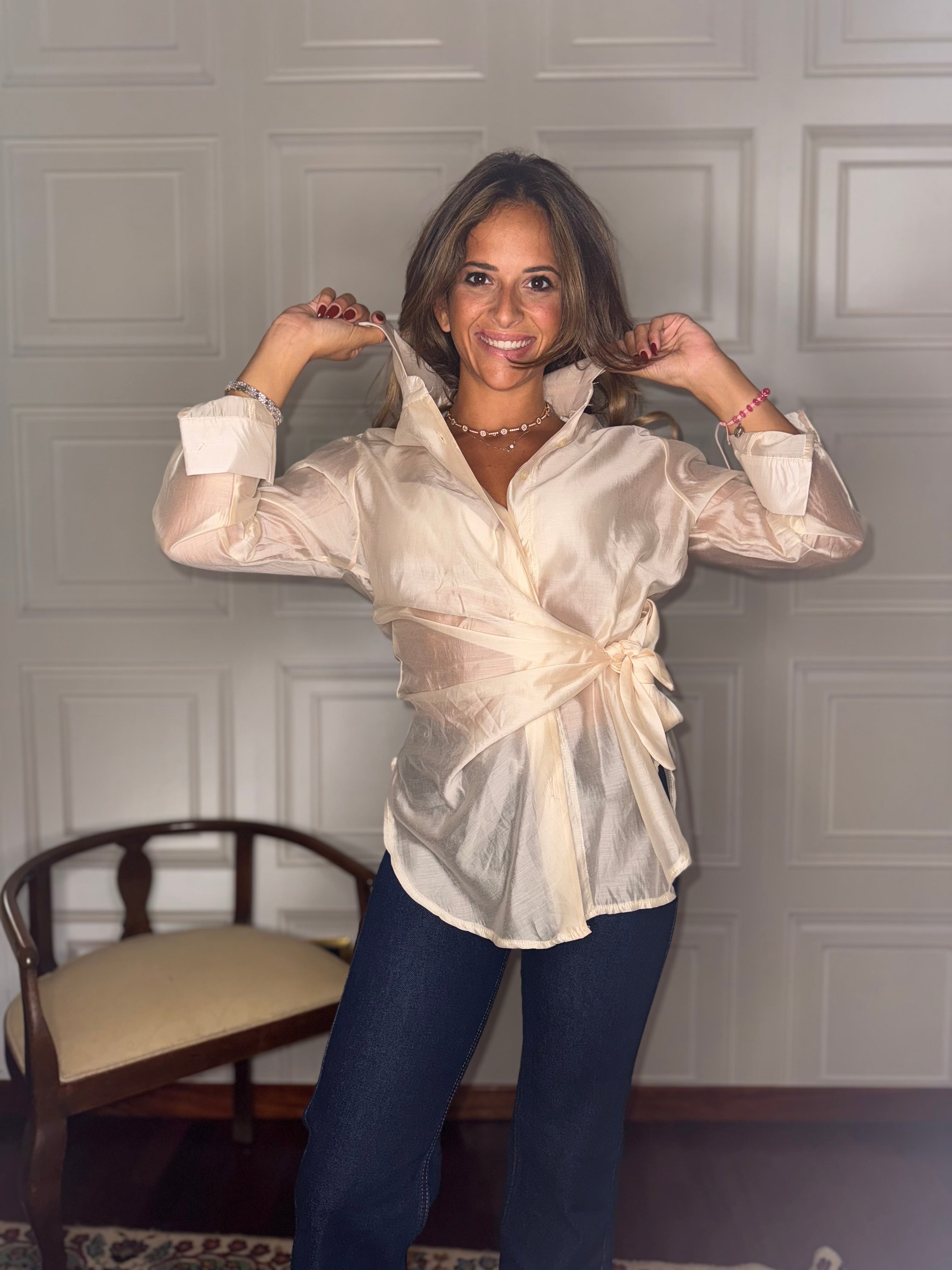 Camicia organza fiocco