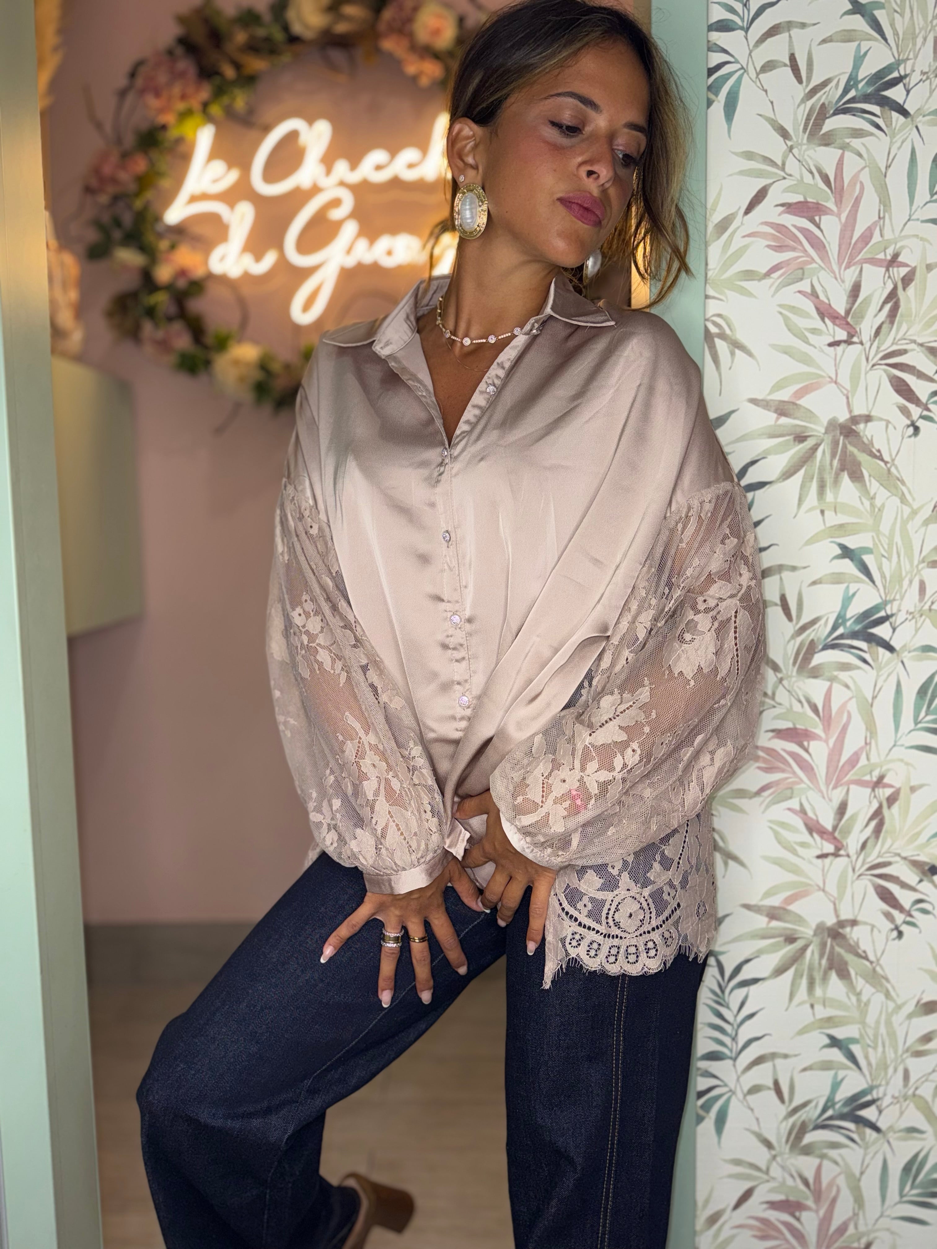 Camicia seta e pizzo