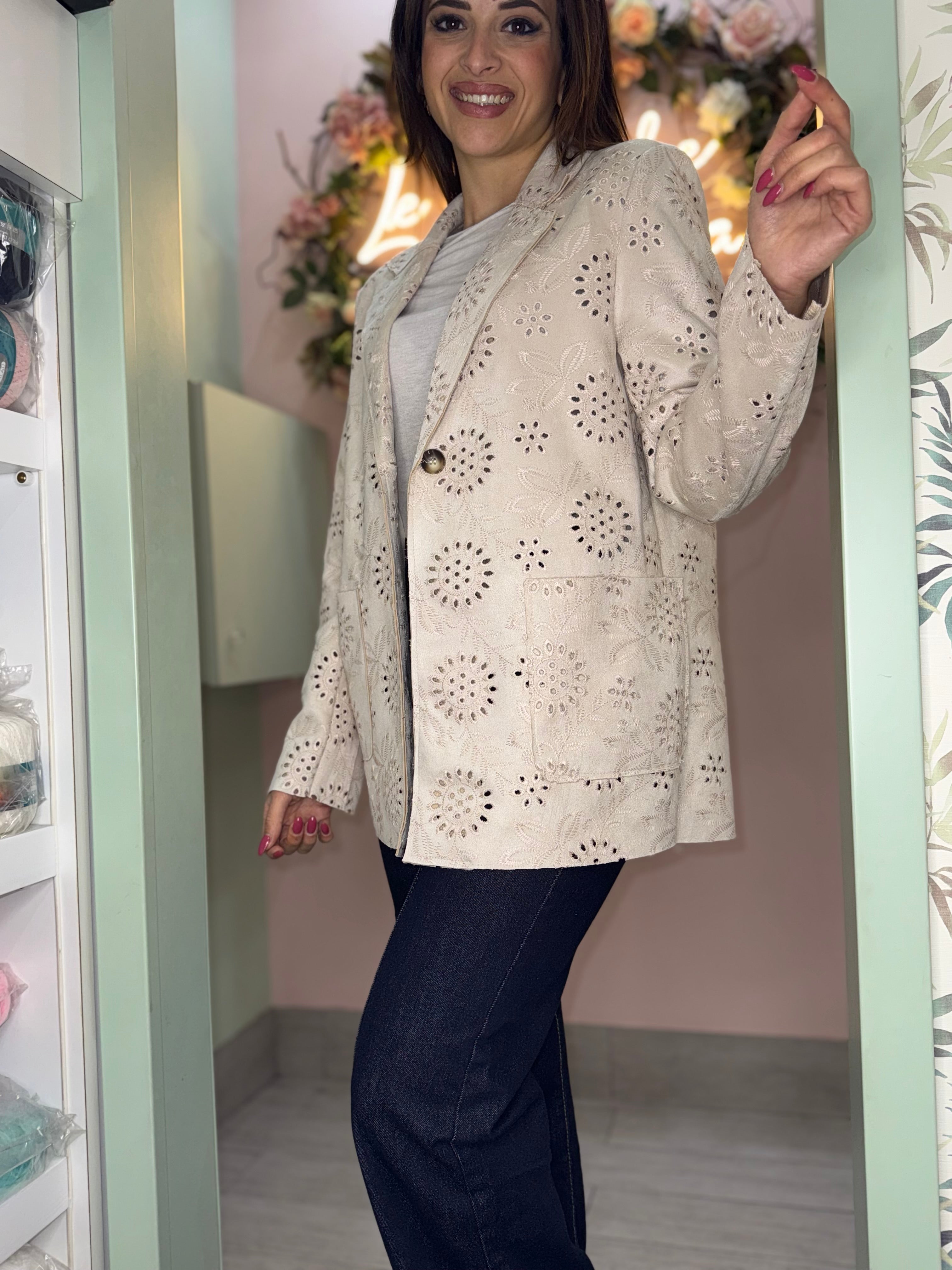 Giacca fiori alcantara