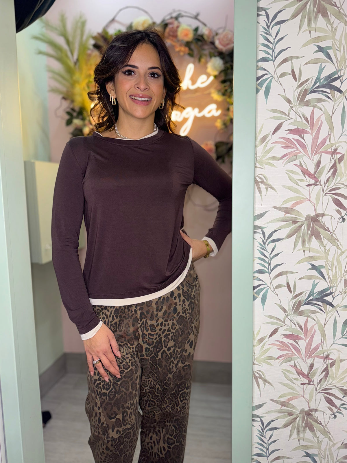 Maglia slim cioccolato