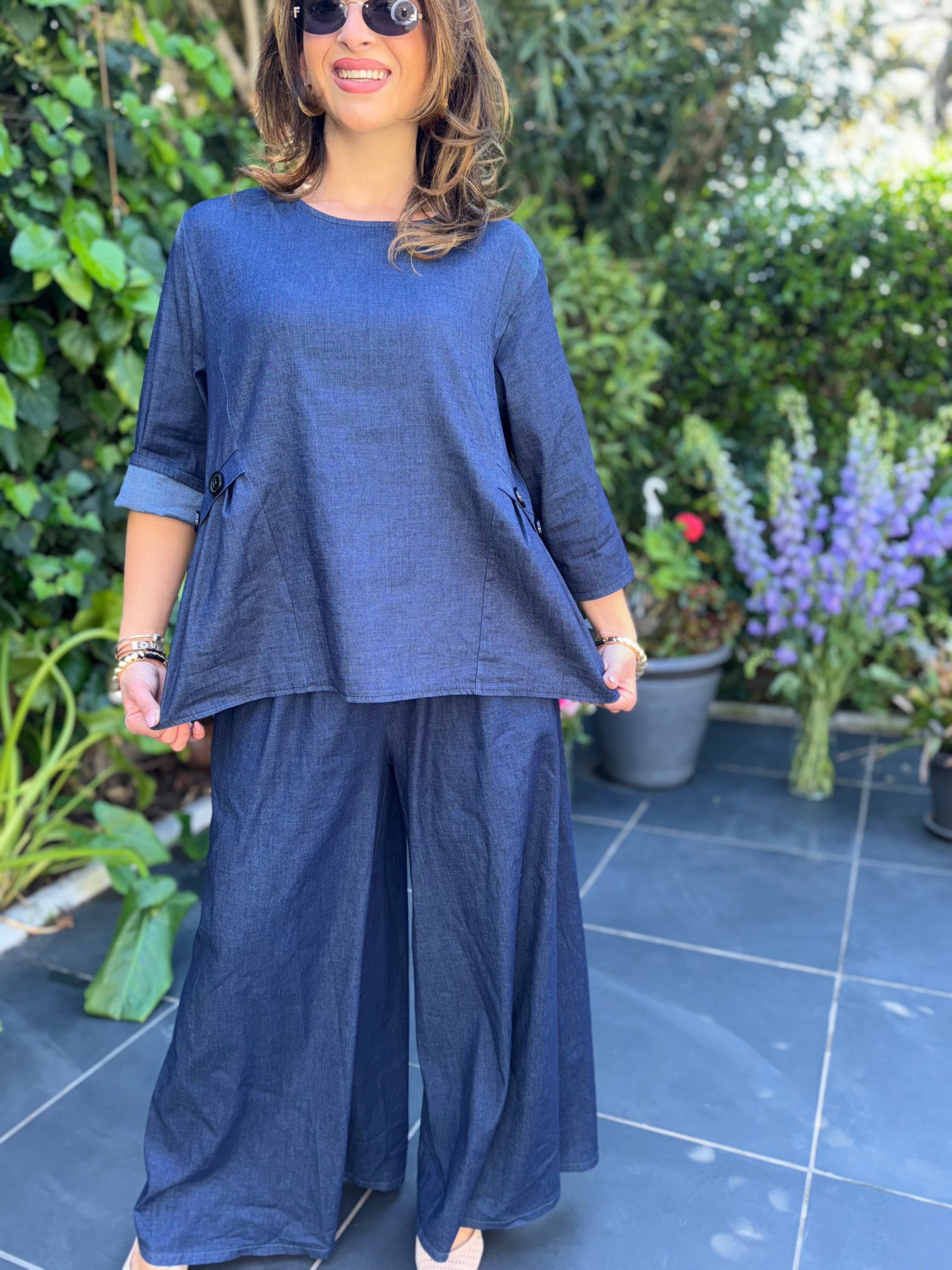 Coordinato jeans bottone