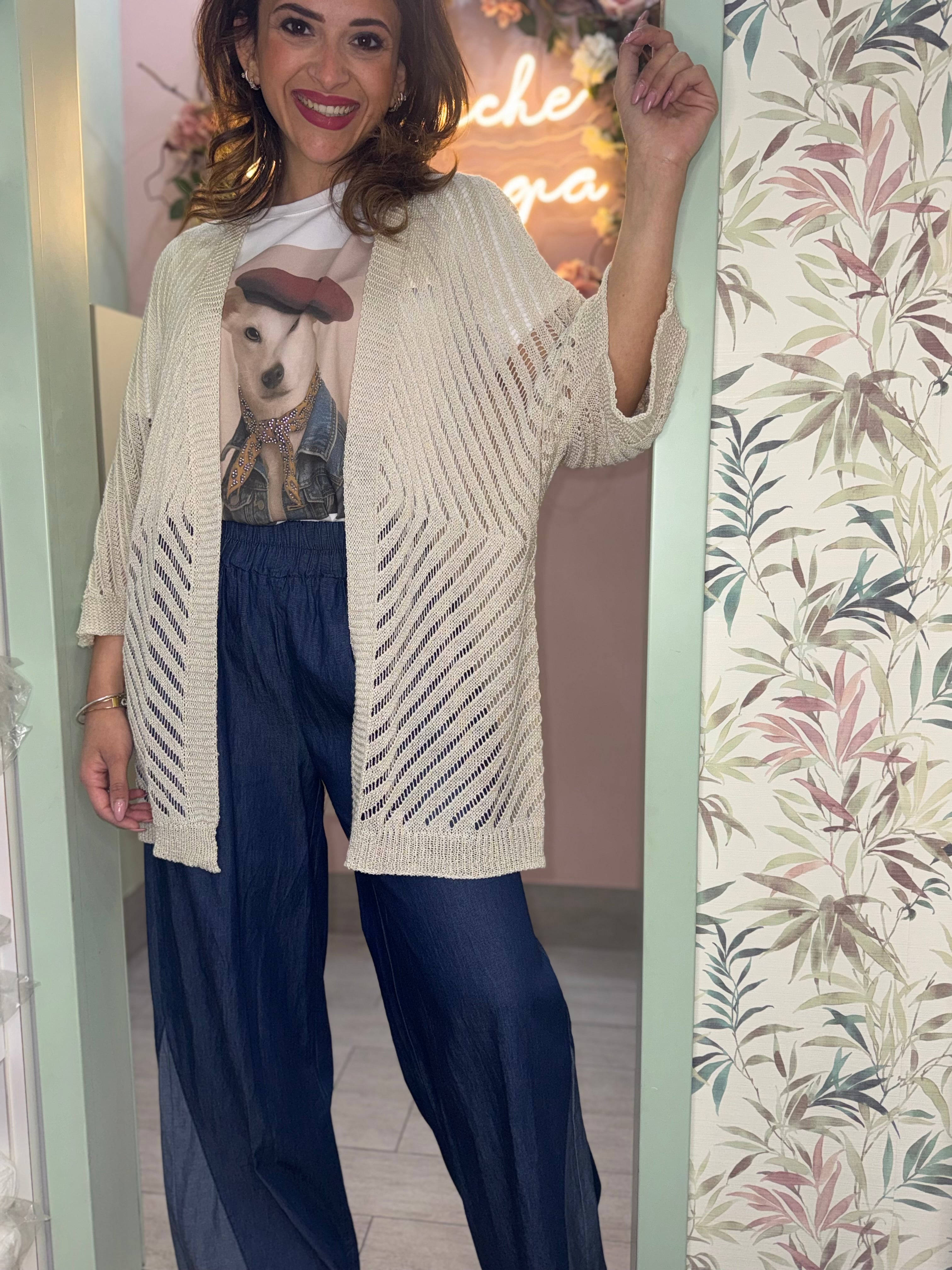 Cardigan rete filo