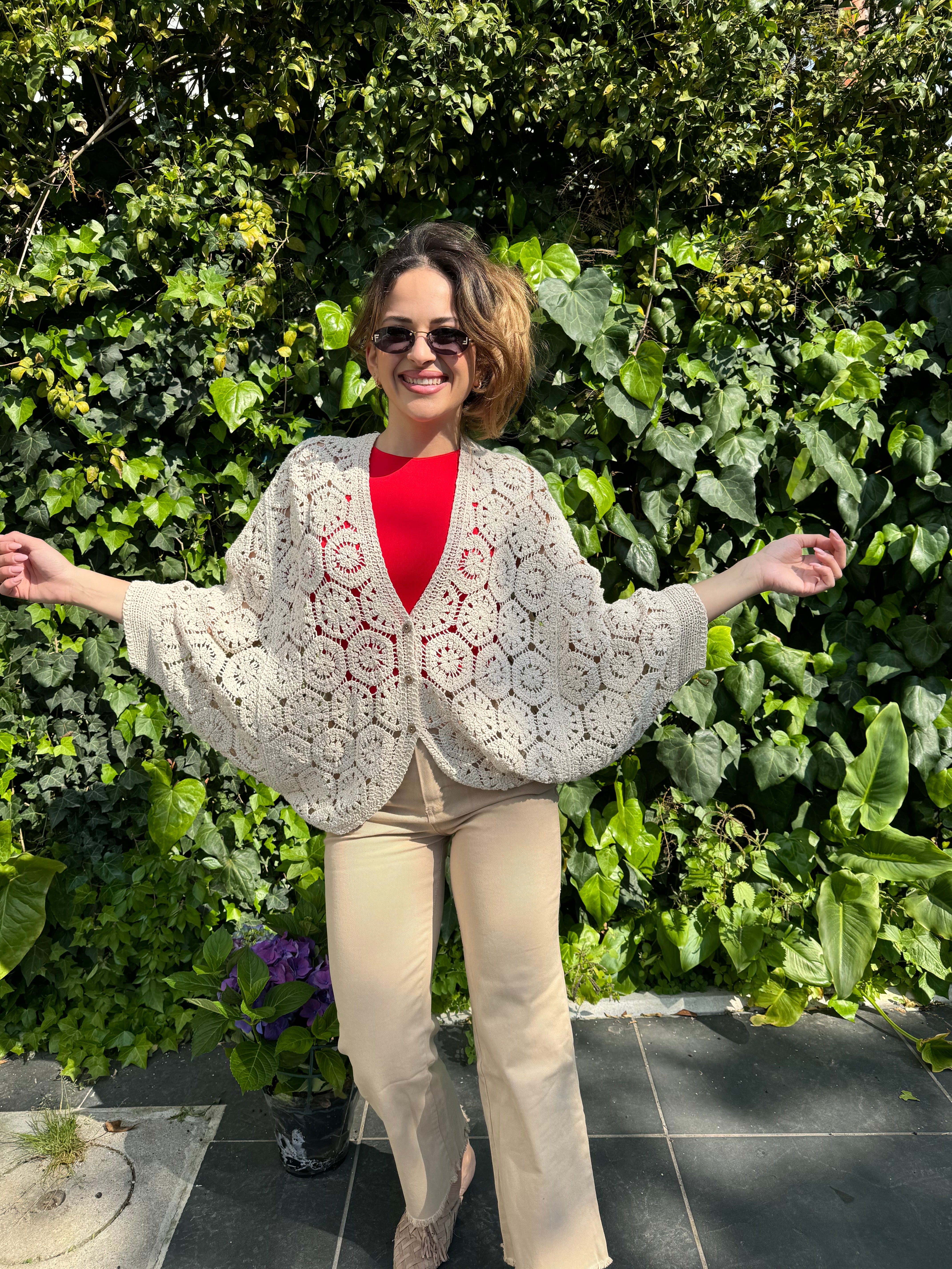 Maglia traforo fiore
