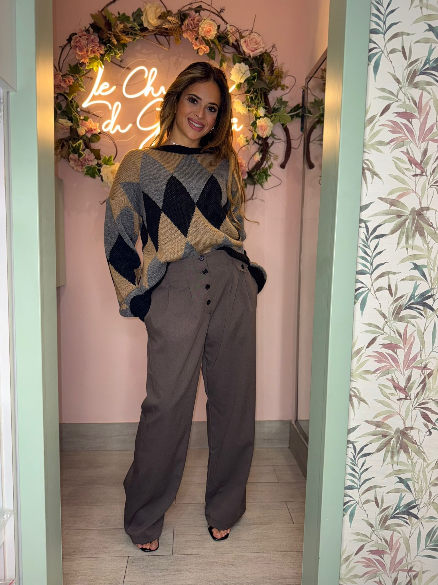 Pantalone palazzo con bottoni