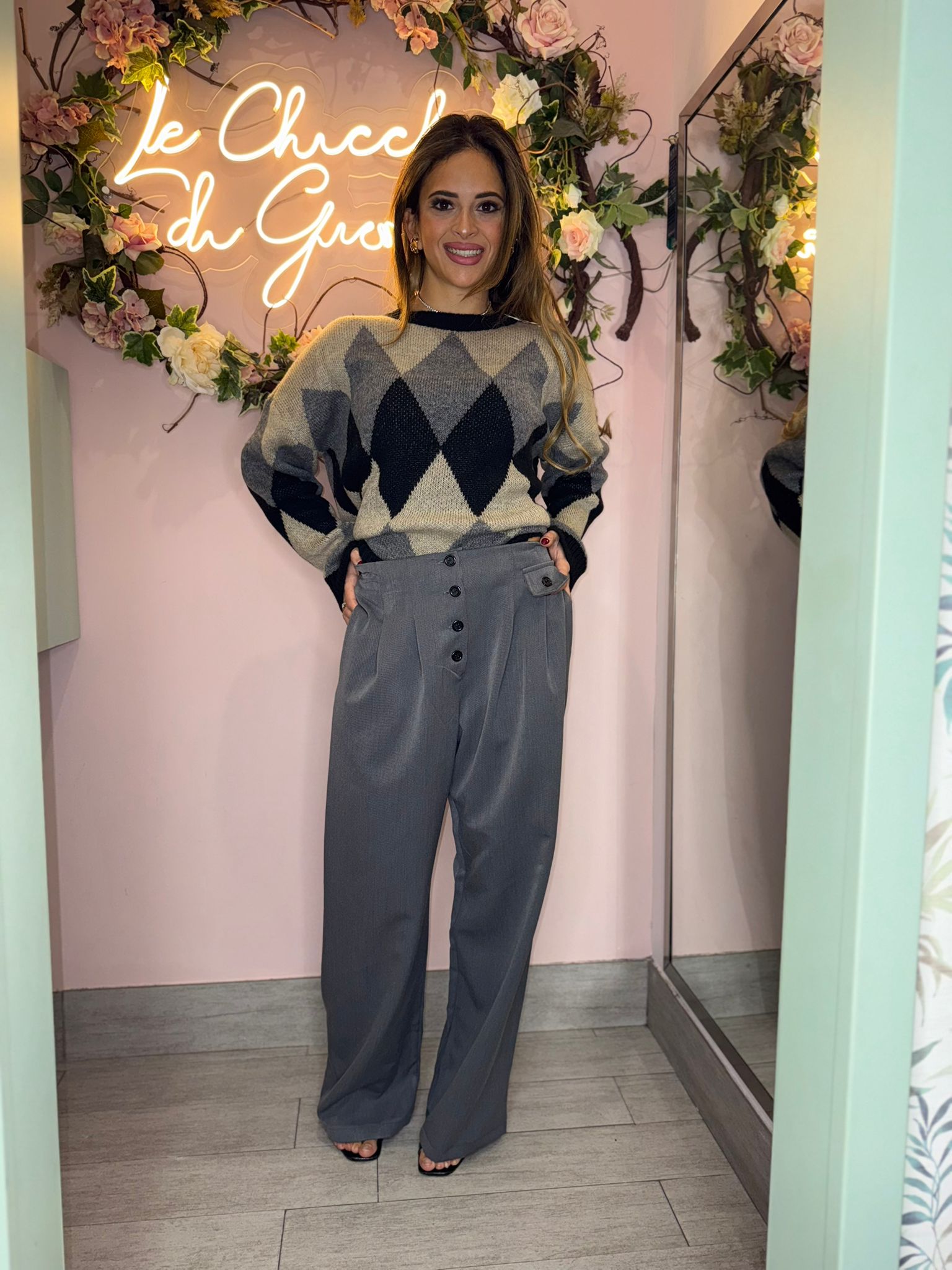 Pantalone palazzo con bottoni