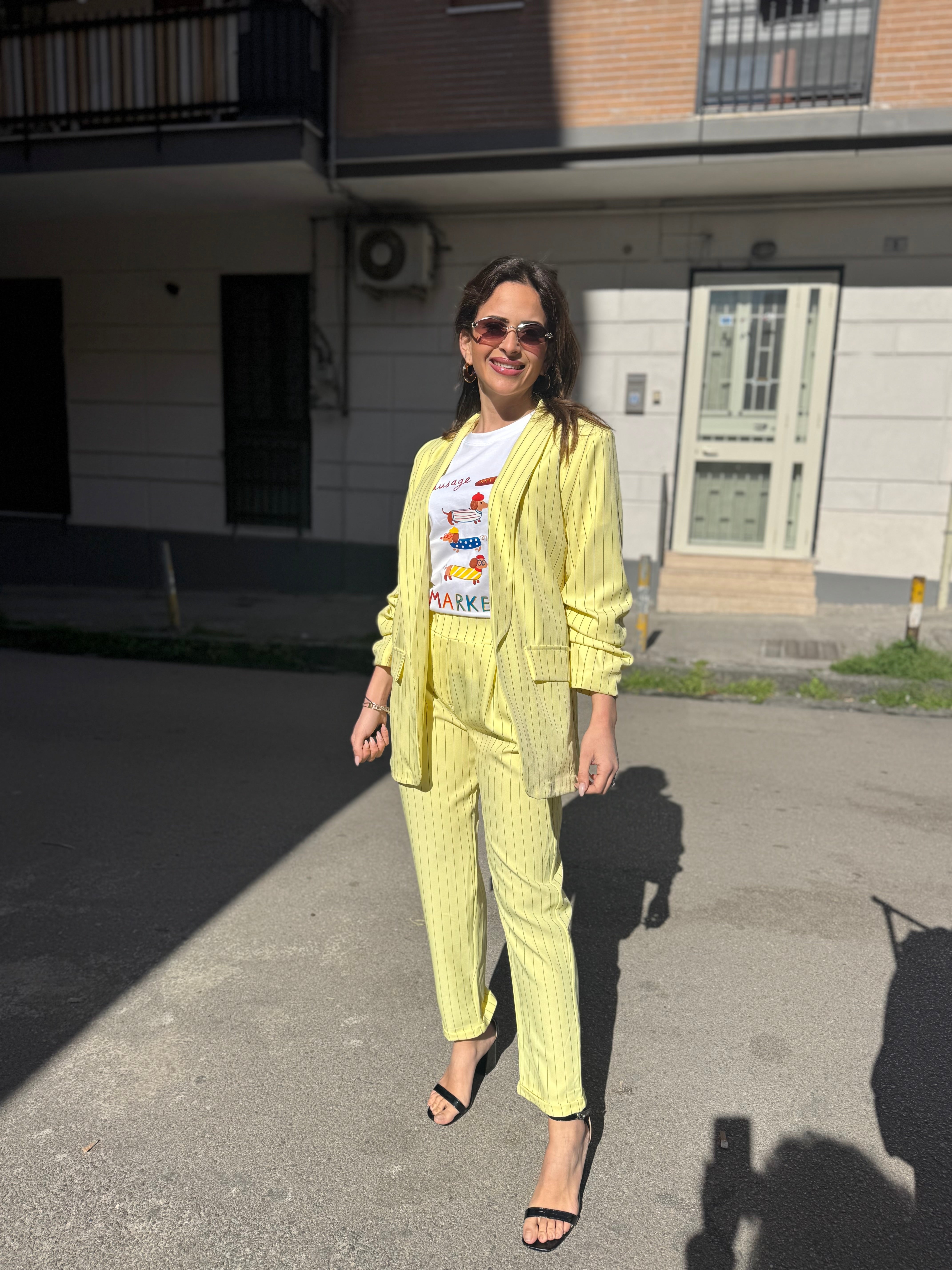 Tailleur perla gessato