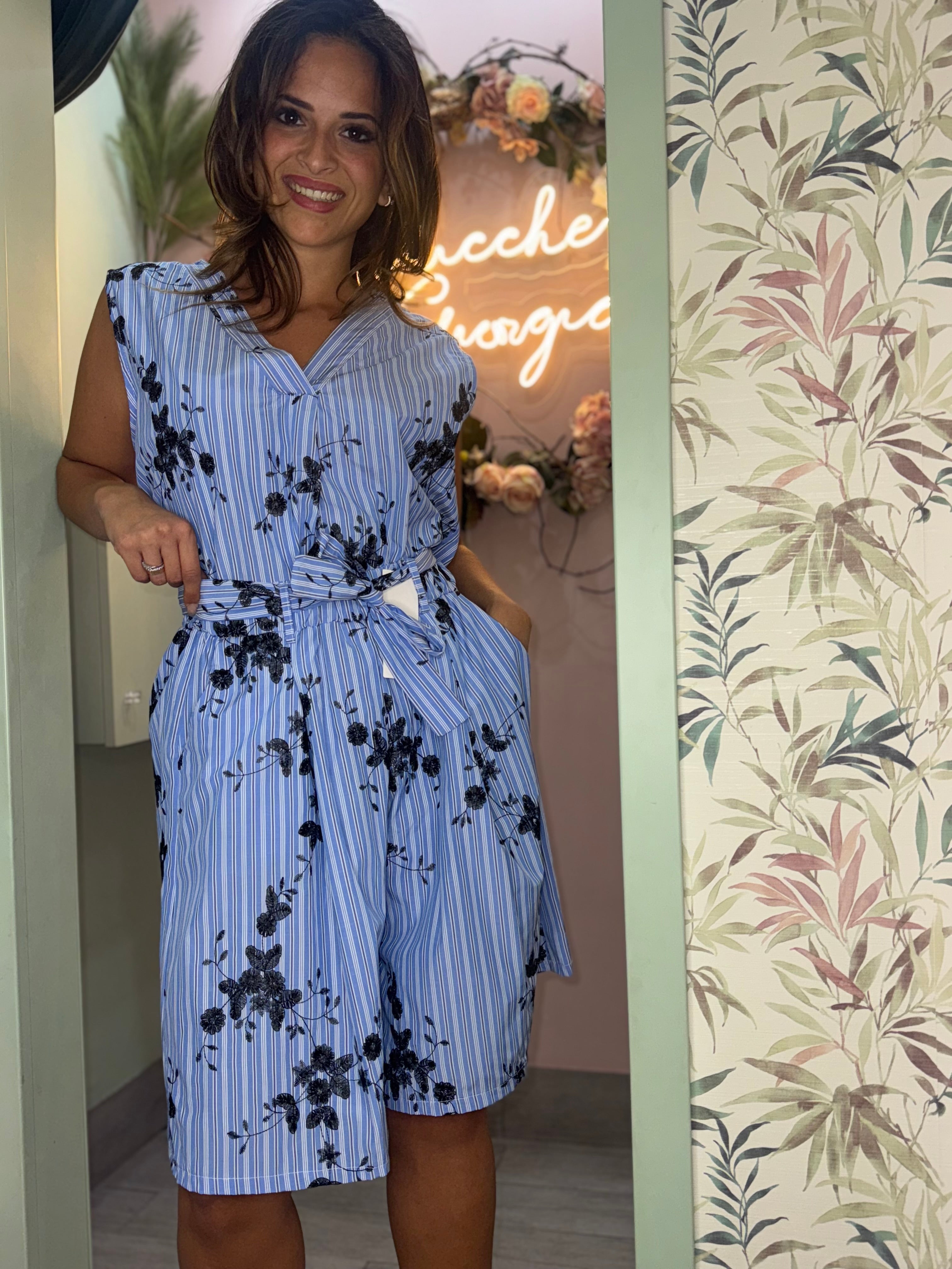 Blusa giro manica fiore