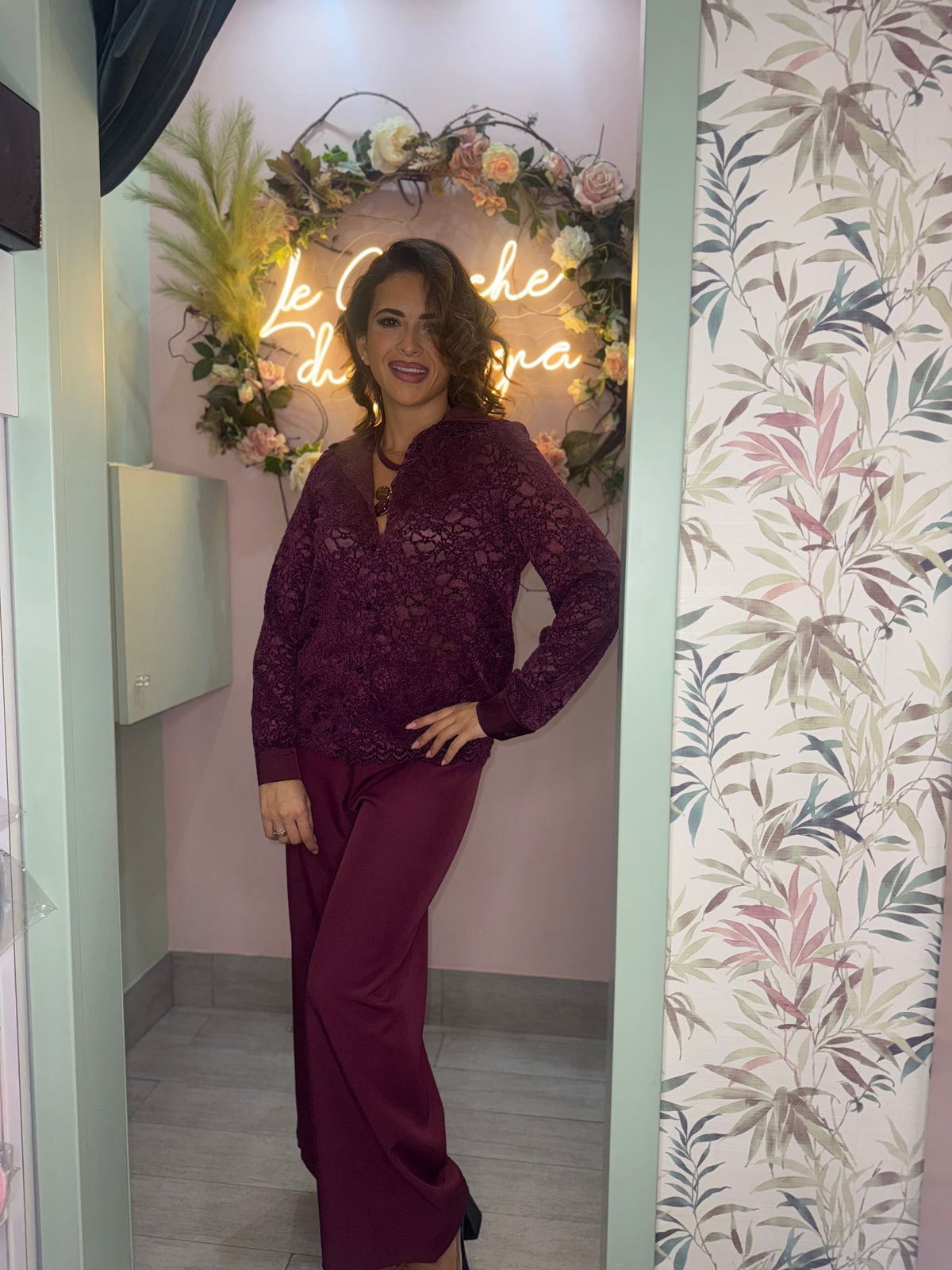 Camicia pizzo velluto