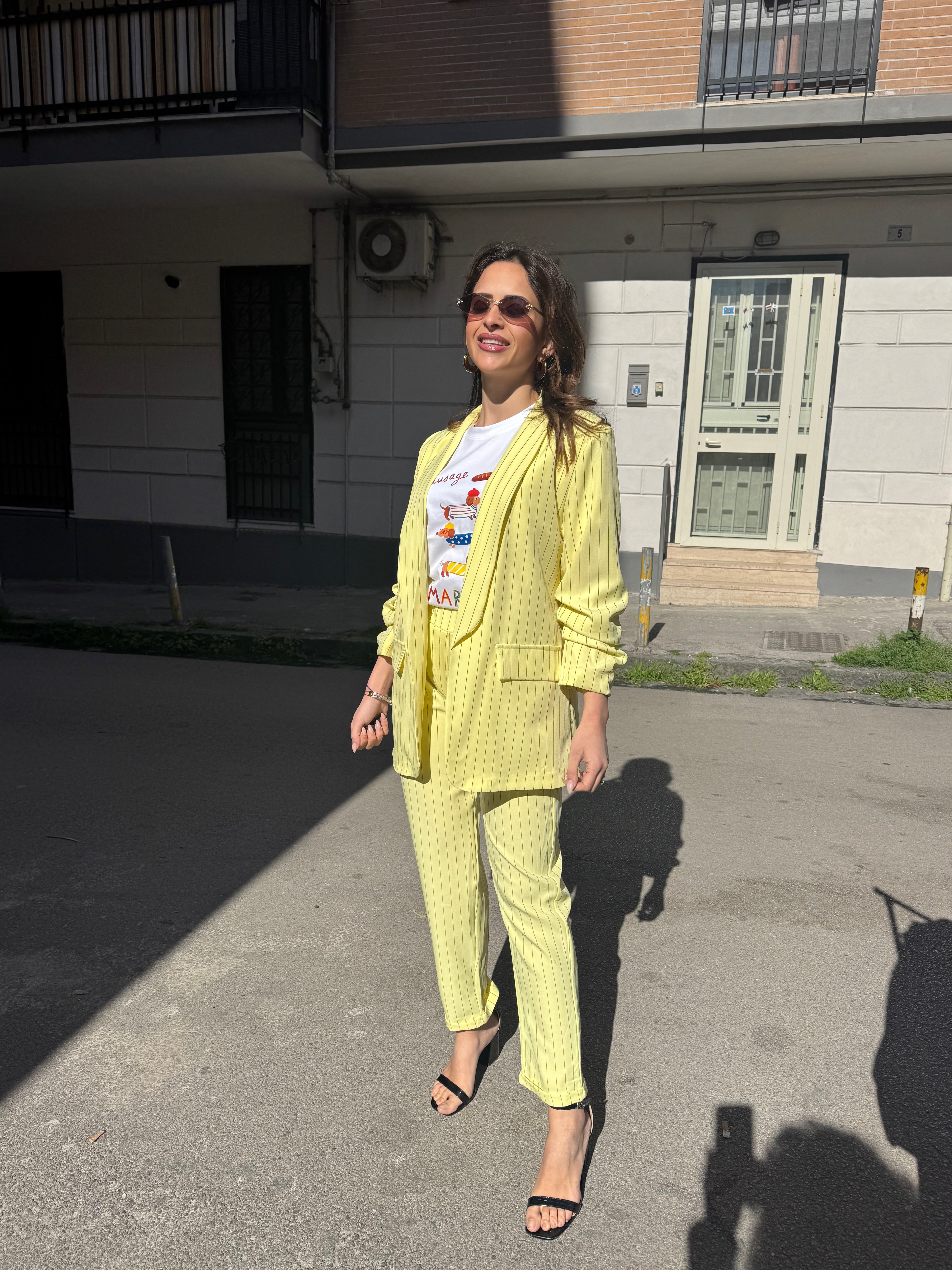 Tailleur perla gessato