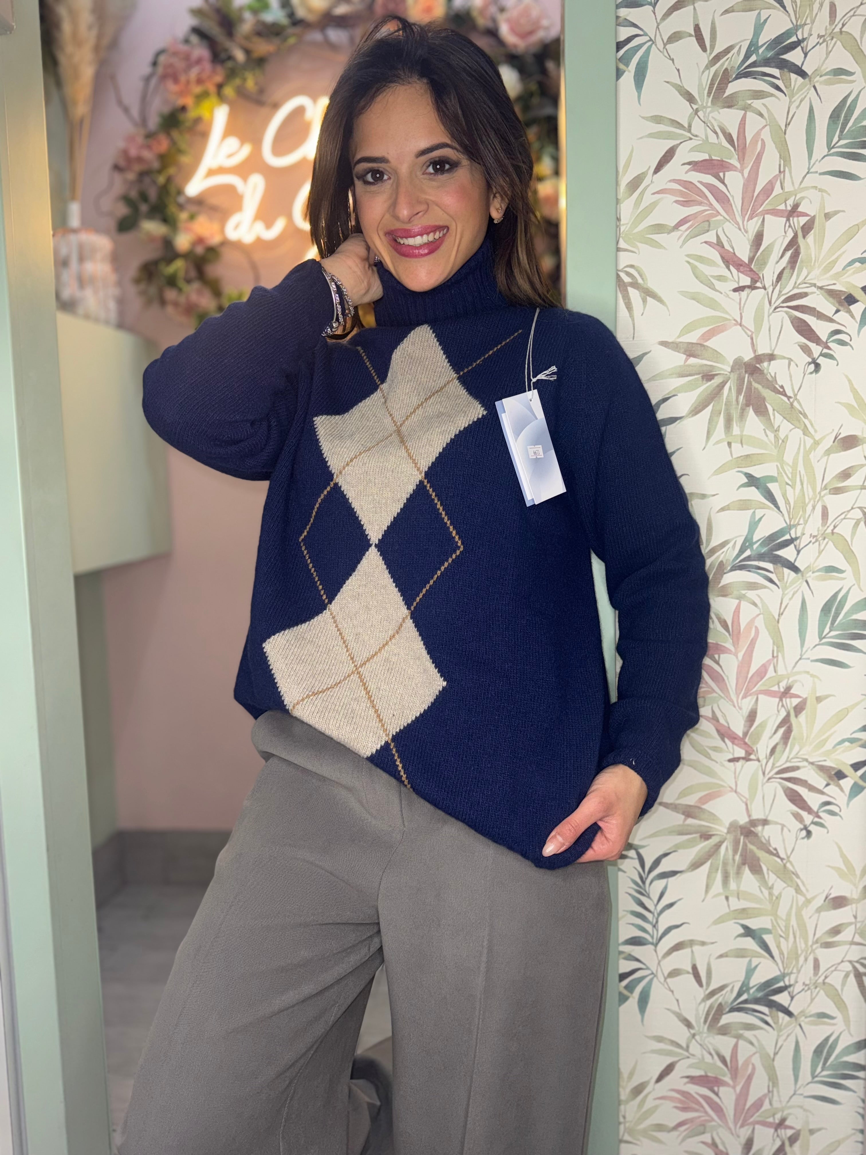 Maglione cashmere rombo