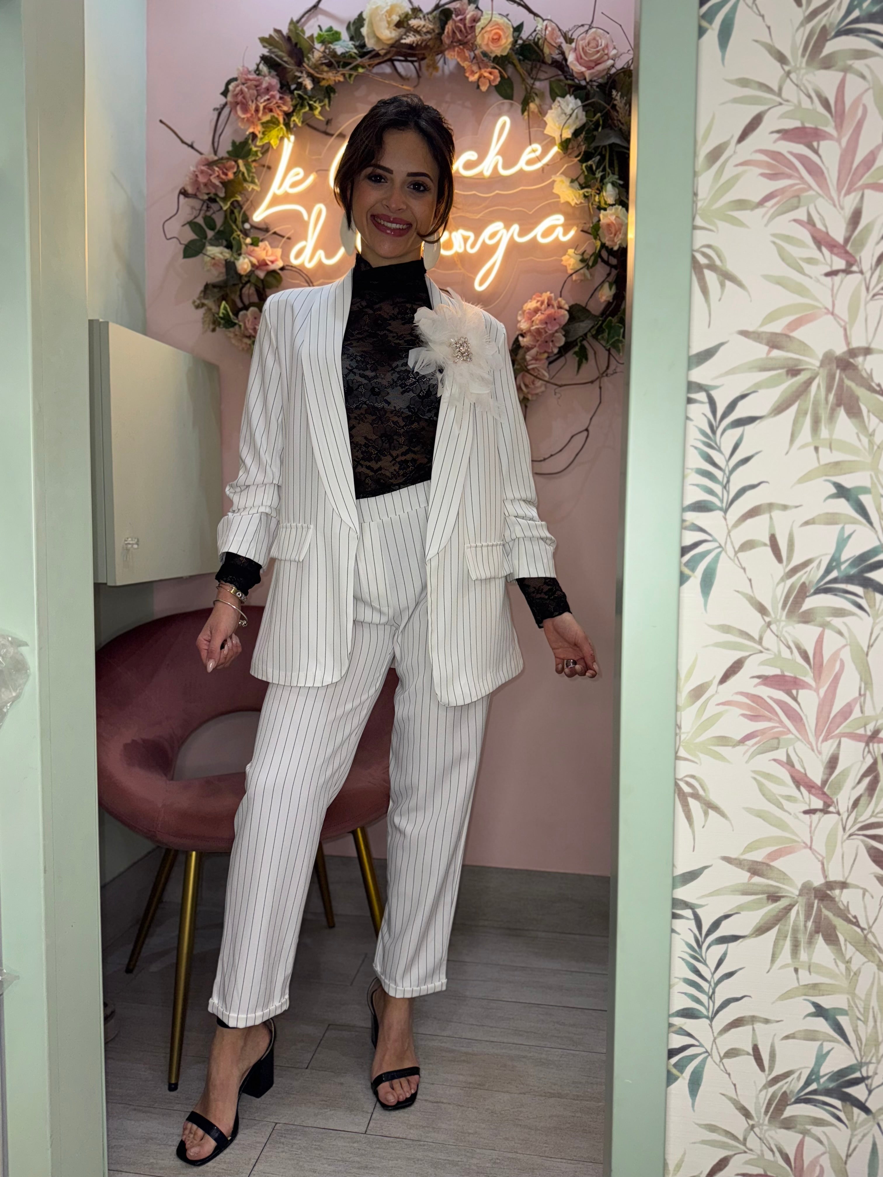 Tailleur perla gessato