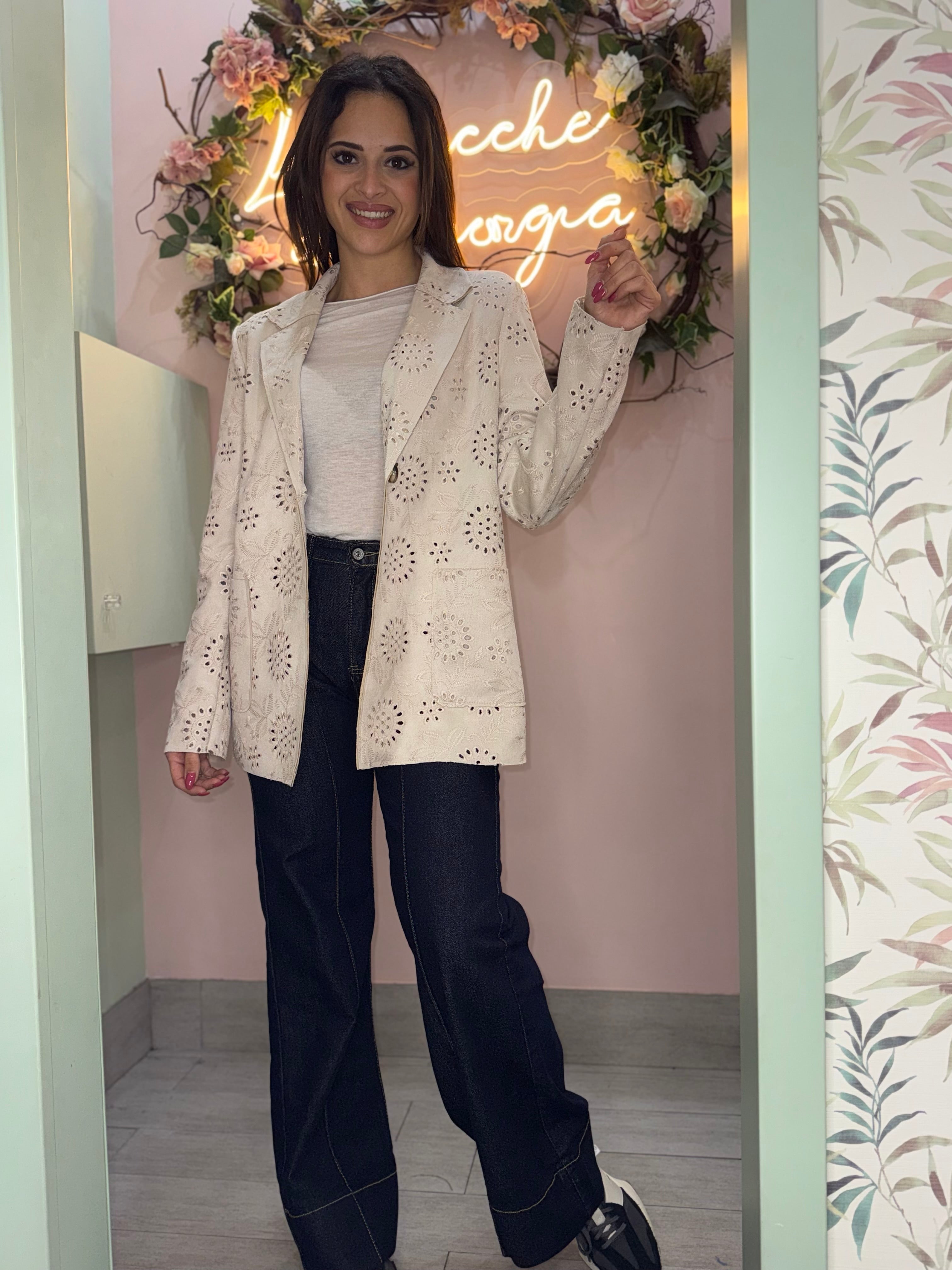 Giacca fiori alcantara