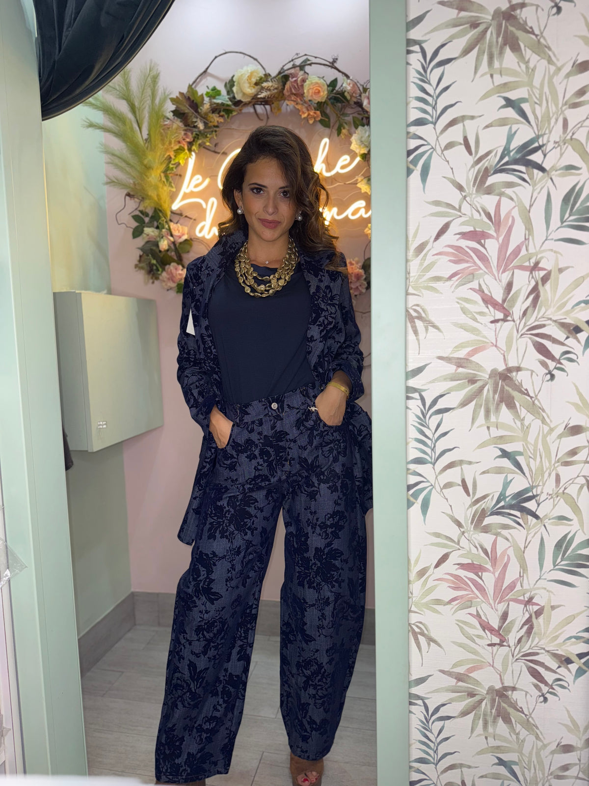 Coordinato denim damascato