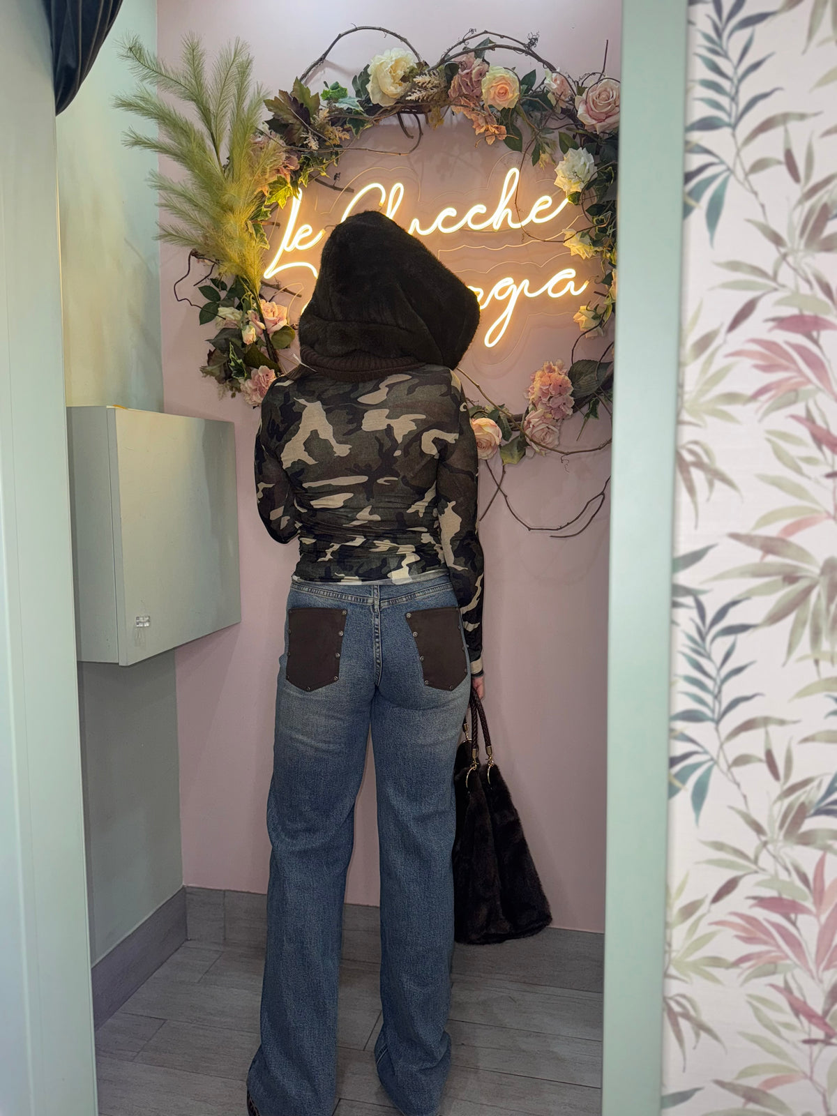 Jeans tasca pelle