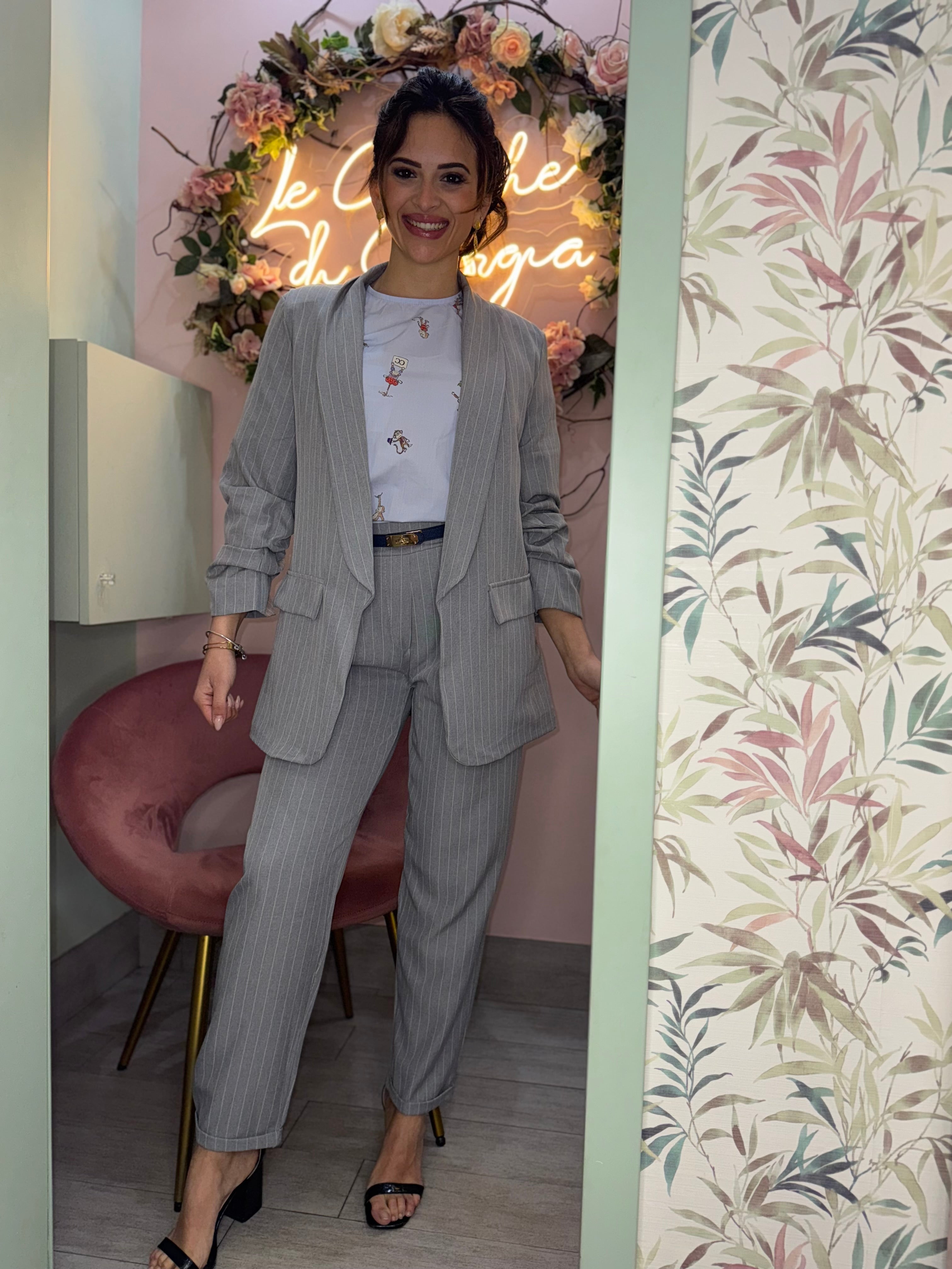 Tailleur perla gessato