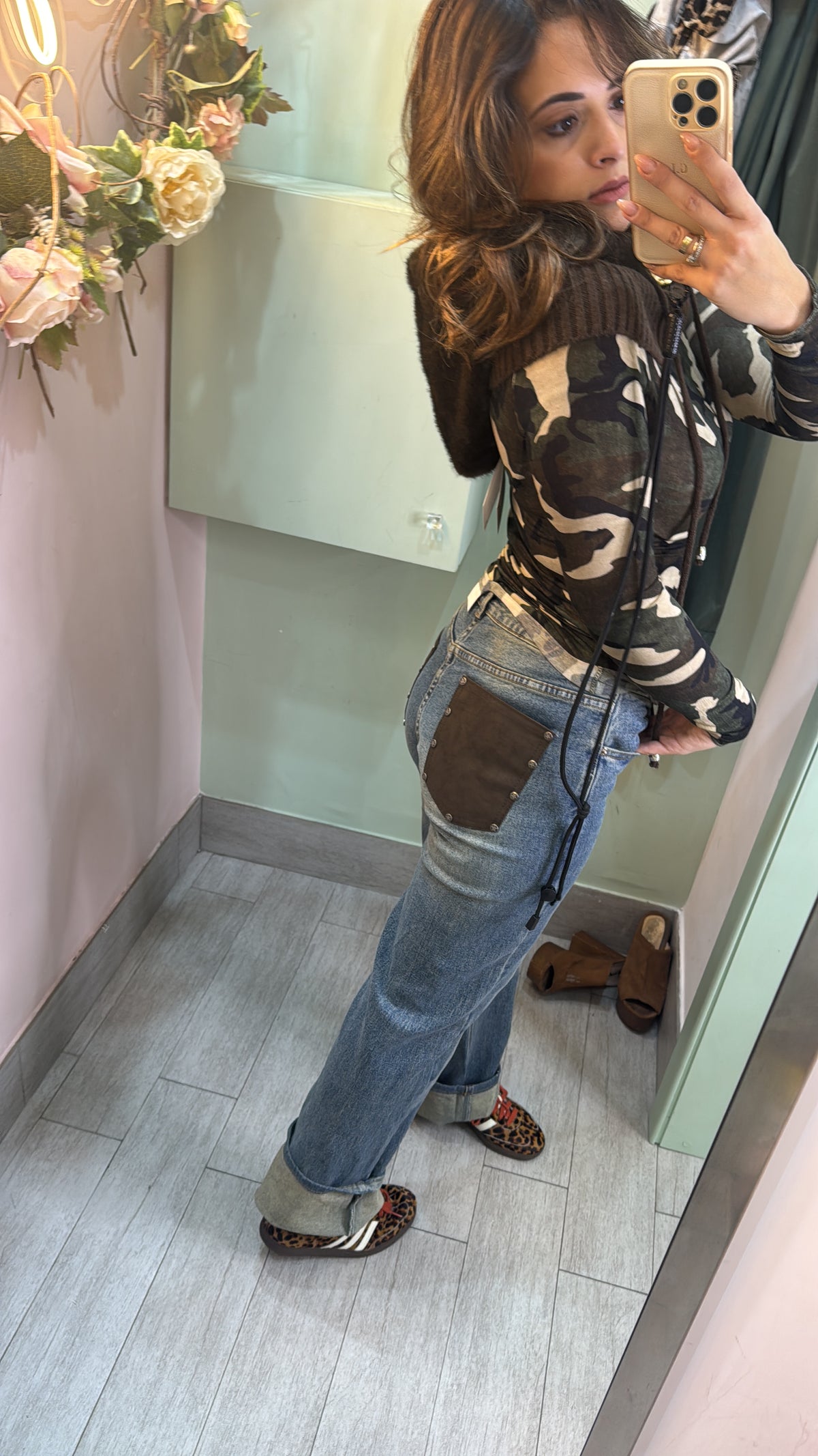 Jeans tasca pelle