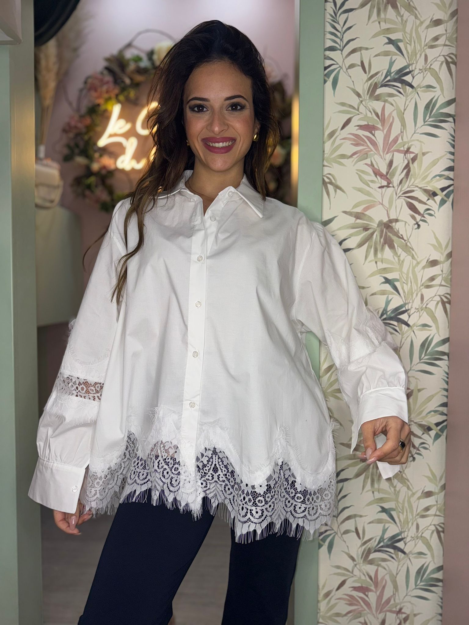 Camicia cotone\pizzo