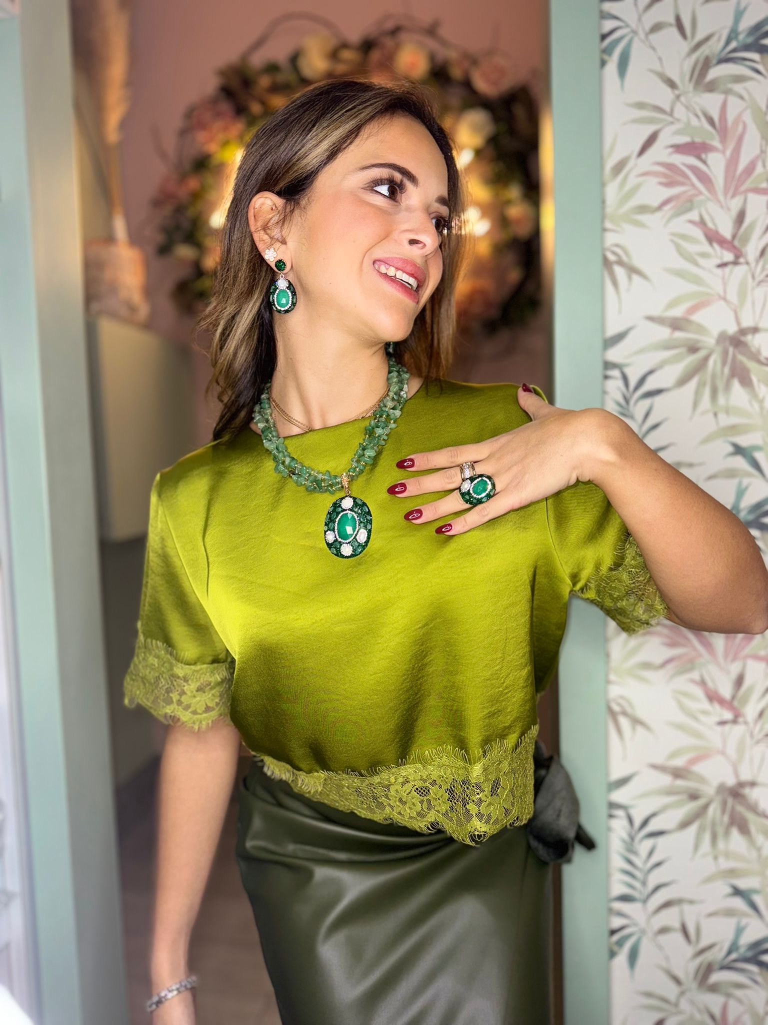 Parure verde smeraldo